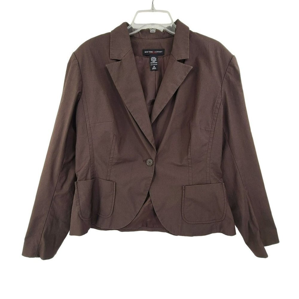 NY & Company Women's Long Sleeve Blazer Brown Size 18